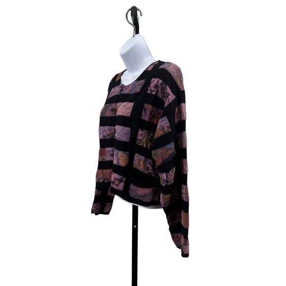 Meng Design Patchwork Crop Jacket Womens S Black/Pink Vintage 90s Boho Artsy LS - Picture 4 of 6